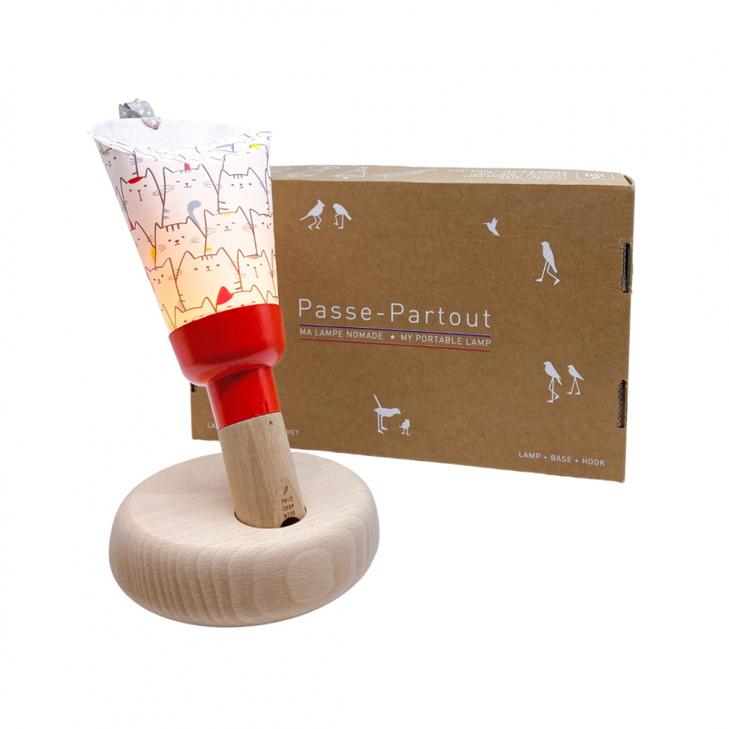 Lampe Nomade "Passe-Partout" rouge, Chat alors !