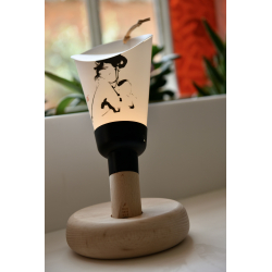 Lampe nomade calligraphie, Yves Dimier, Iconniene, noir