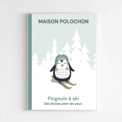 Affiche Pingouin à ski cadre
