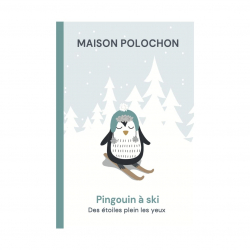 Affiche Pingouin à ski fond blanc