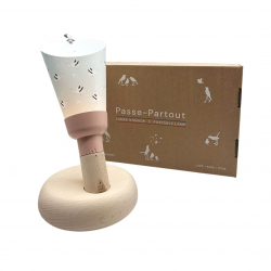 Coffret cadeau 5 en 1 lampe nomade rechargeable "Cigognes" -  rose poudré