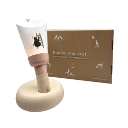 Coffret cadeau 5 en 1 lampe nomade rechargeable "Augustin dans les nuages" -  Rose poudré