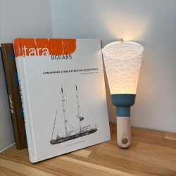 Lampe Nomade rechargeable 5en1 "Orphie, banc de poissons" Bleu glacier, déco bord de mer, grand large, océan