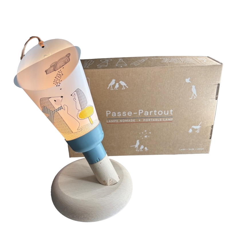 Coffret Lampe Nomade "Passe-Partout "Hérisson Family" Bleu Glacier