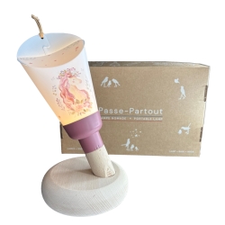 Coffret cadeau 5 en 1 lampe nomade rechargeable "Licorne" -  rose d'Antan